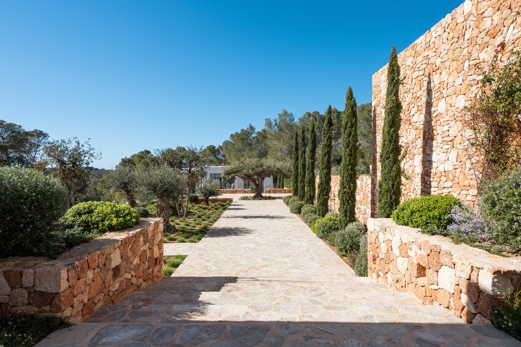Approach to a design-led villa in Ibiza